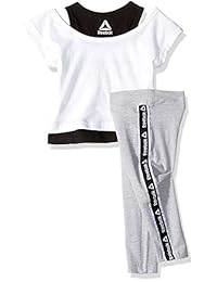 Reebok Essentials - Conjunto de camiseta y leggings para niña