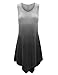 Lock and Love LL WT1053 Womens Round Neck Ombre Sleeveless Tunic Tank Top XL Black