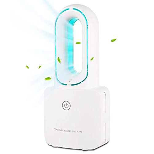 Bladeless Desk Fan Rechargeable, Small Bladeless Personal Fan Quiet