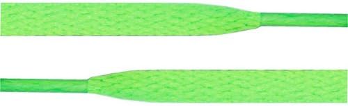 Flat Shoelaces 5/16" Wide Solid Colors Several Lengths for Sneakers and Shoes (54"(137cm), Neon Green)