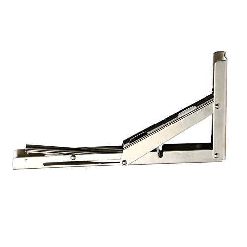 Amarine-made Heavy Duty Stainless Steel Folding Shelf Bench Table Folding Shelf Bracket, Max Load: 660lb/300kg, Long Release Arm