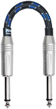 Spectraflex Braided Series Pedal Cable, 6 Inch, Dual Straight Plugs, Blue