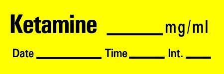 Precision Dynamic Pre-Printed Label Timemed Drug Label Ketamine Yellow 1-1/2 X 1/2"