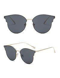 SOJOS Moda Cateye Mujer Gafas de sol Lente con espejo Marco de acero inoxidable SJ1055