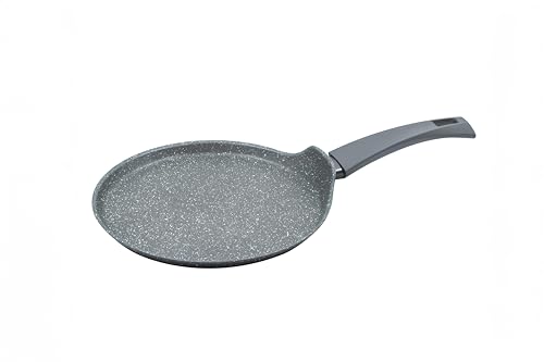 Zanetti - DurapIETRA Crêpe 20 cm en aluminium, poêle antiadhésive pour crêpes forgée à haute épaisseur, effet pierre et poignée Soft Touch, pour chaque plan de cuisson inclus induction