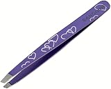 Sanguine Purple Heart Slant Tip Eyebrow Facial Hair Removal Tweezers w/ Case view 4
