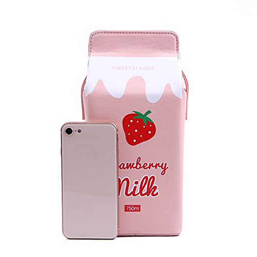 Strawberry Bag Cute Milk Box Crossbody Bag Faux Leather Phone