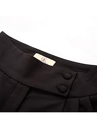 Pantalones de trabajo para dama con bolsillo y botones de cintura alta