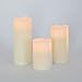 3 Large Melted Edge Flameless Candles, Smooth Ivory Wax, Variety Set, Batteries & Remote Included