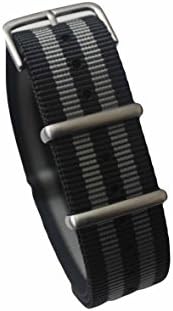 Watch Aficionado 24 - Watch Bands Straps - Choice Of Color 20mm Premium Heavy Duty Durable Ballistic NATO Nylon James Bonds Style Straps (Black Grey (Brush), 20mm)