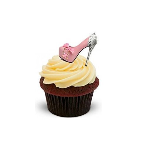 LADIES SEXY SHOES - RED PINK SILVER - Standups 12 Edible Standup Premium Wafer Cake Toppers - Thumbnail 3