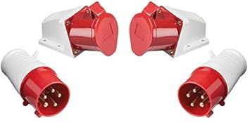 Control Industrial Plug and Socket Set 3 Phase 5 Pin 32 Ampere 2 Pairs