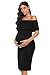 Jezero Women's Maternity Dress Off Shoulder Ruffle Sleeveless Bodycon Dress for Baby Shower