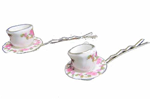 Mugs Set Of 2 Hair Clip Needles Hair Pins Miniblings Teacups Cup Coffee Pink