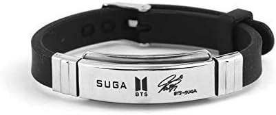 Inbest BTS Kpop Stainless Steel Silicon Wristband Jungkook, Jimin, V, Suga, Jin, J-Hope, Rap Monster Wristband Wristlet | Best Gift for The Army