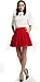 chouyatou Women's Double Waist Side Buttons Pleated Skirt (Small, Red)