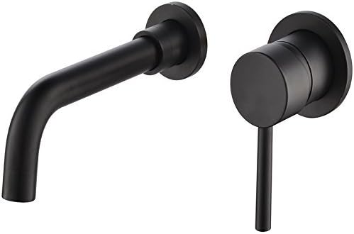 Homili Solid Brass Modern Wall-Mount Bathroom Sink Faucet with Single Handle in Black Finish