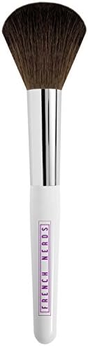 Arched Powder Makeup Brush - Dome Shaped Round Top Bristle Tips for Finishing Make Up Application - Soft Goat Hair Bristle with Wooden Handle - French Nerds