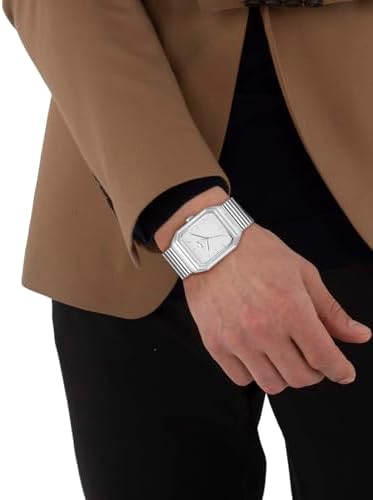 Reloj con Movimiento de Cuarzo de Tres Manecillas para Hombre Colección René con Correa de Acero Inoxidable
