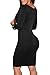 Womens Long Sleeves Crewneck Bodycon Bandage Midi Evening Dresses in Black Small