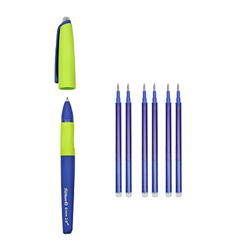 Pelikan Erase 2.0 Ergonomic Erasable Rollerball with Blue Ink for Right and Left Handed Users, Refillable, 6 Refills