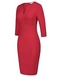 Belle Poque - Vestido para mujer (cuello en V, estilo retro, para negocios)