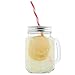 VonShef Set of 4 Mason Glass Drinking Jars Set 15 Ounce Glasses with Reusable Straws, Twist Lids and Handles