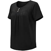 Misakia Womens Short Sleeve Shirts Summer Crew Neck Top Botton Up Casual Dressy Ruched Blouses Tunic 2026