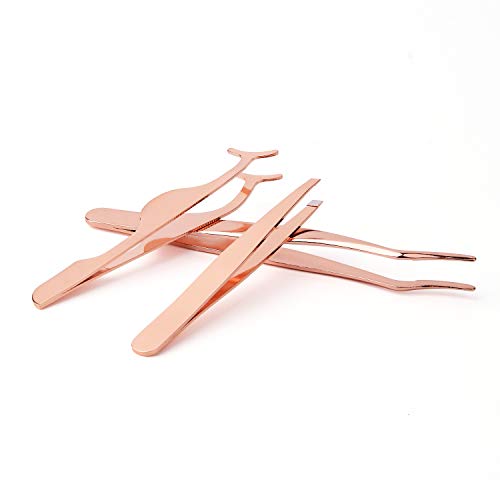 Arroyner 3Pcs Eyelashes Tool Fake Lash Applicator Lash Tools Fake Eyelashes Scissors (Rose Golden) - Thumbnail 5