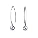 Minimalist Geometric Linear Long Ear Wire Threader Ball Drop Earrings For Women Teen .925 Sterling Silver