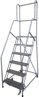 Cotterman (Rolling) Ladder with CAL OSHA Rail Kit - 60in. Max. Height, Model Number 1006R2630A1E10B4COC1P6