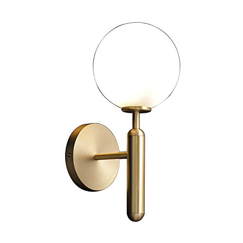 Modo Lighting Modern Wall Sconce Golden Mid Century Industrial Matte Globe Glass Wall Light for Bedroom Vanity Light