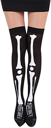 Pageantry Women's Stockings Halloween Skull Printed Socks Girl Cosplay Party Pantyhose Colorful Knee High Socks