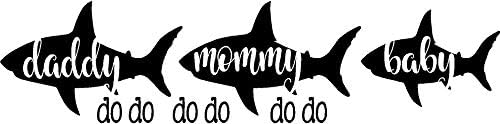 DS Inspirational Decals Baby Shark Family Car Decal | Mommy Daddy Nursery Song Vinyl Sticker - 11"x3"