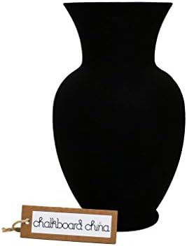 11โ Chalkboard Flower Vase, Black, Medium Glass Decorative Centerpiece by Chalkboard China
