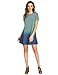 ROMWE Women's Tunic Swing T-Shirt Dress Short Sleeve Tie Dye Ombre Dress Green Large
