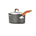 Rachael Ray Brights Hard Anodized Nonstick Sauce Pan/Saucepan with Lid, 3 Quart, Gray
