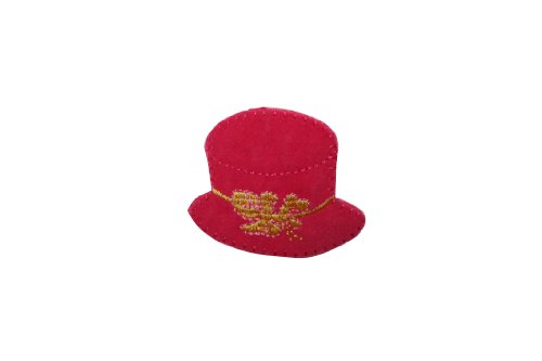 ID #7619 Red/Pink and Gold Top Hat Fashion Iron On Embroidered Patch Applique