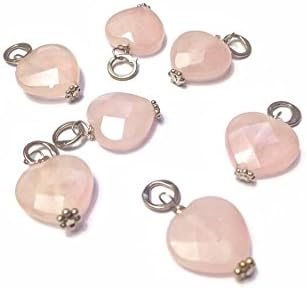Faceted Rose Quartz Heart Gemstone Bead and Sterling Silver Add A Dangle Charm Round Jump Ring