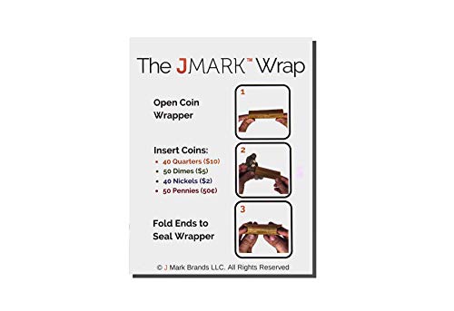 J Mark Burst Resistant Quarter Coin Roll Wrappers and Coin Storage Bank Box Bundle, Includes 100-Count Neatly-Packed Flat Coin Wrappers with Reusable Storage Bank Box and J Mark Coin Deposit Slip
