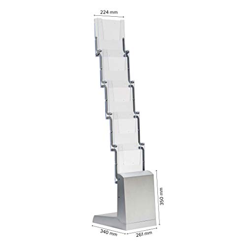 DISPLAY SALES A4 Folding Borchure Display | Display Stand with 5 Acrylic Compartments | A4 Leaflet Display with Carry Bag | Ideal for Brochure, Catalogue, Flyer