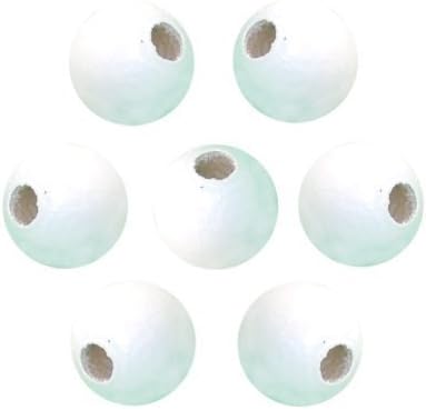 8mm Round Wood Beads (50pc) - White