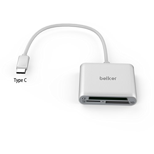image for USB C to CF Card reader，Belker 3 in 1 Type-C to SD/TF Micro SD/CF Ca