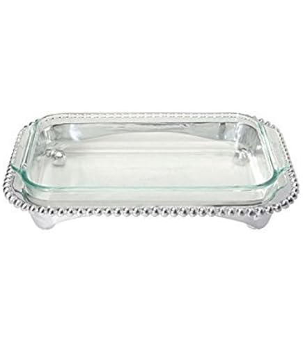 Arthur Court Glass Casserole Dish With Rooster Handle - 9.25x13.5 Inch 3-Quart Farmhouse Style