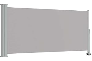 vidaXL Patio Retractable Side Awning - Grey Screen Shade Blind - 47.2"x118.1" Polyester - Balcony/Deck Privacy Wind Protection