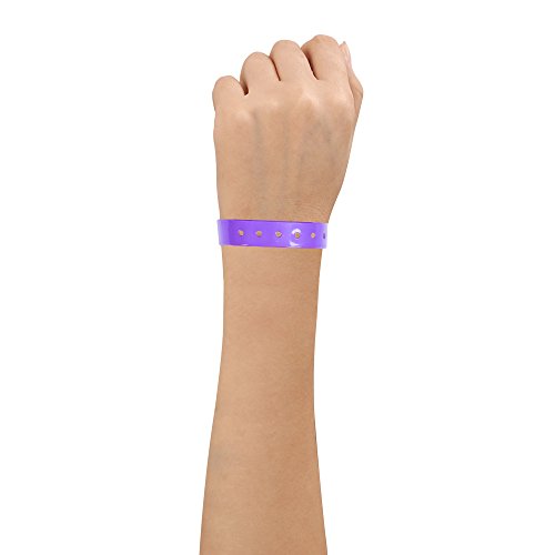 Ouchan Plastic Event Wristbands Neon Purple - 500 Pack Vinyl Wristbands for Parties