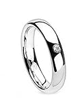 Solid Titanium Classic Single Centered Simulated Diamond Comfort-Fit Wedding Band Ring, Width 4MM - Crazy2Shop
