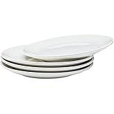 Vikko Dinner Plate, Set of 4 White Plates, Ceramic Dinner Plates Set, Stackable 9 Inch Dinner Plates for Every Day and Special Occasion, Restaurant Style, Dishwasher Safe, Microwave Safe
