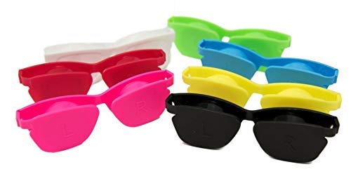 SPORTS WORLD VISION 12PC Sunglasses Design Contact Lens Case | Flip Top Flat Optishade Colored Contact Lens Holder | Cute Travel-Friendly Contact Lens Solution Case Box with Multiple Colors