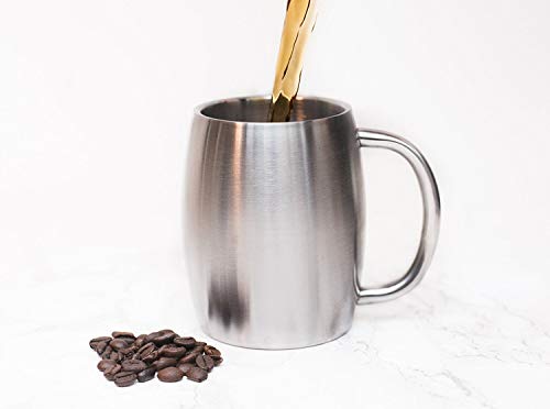 Lawei 2 Stück Edelstahl Kaffeebecher 400ml Campingtasse Isolierbecher Edelstahlbecher Thermobecher Kaffeetasse mit Deckel für Reise Getränke Kaffee Tee Wein – Bild 7